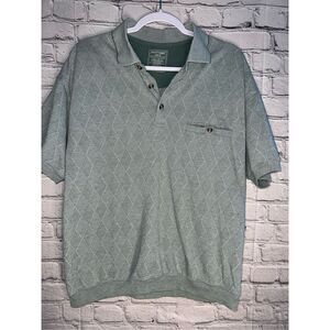 David Taylor Collection Men's Polo Shirt - Windowpane Size Large Light Green
